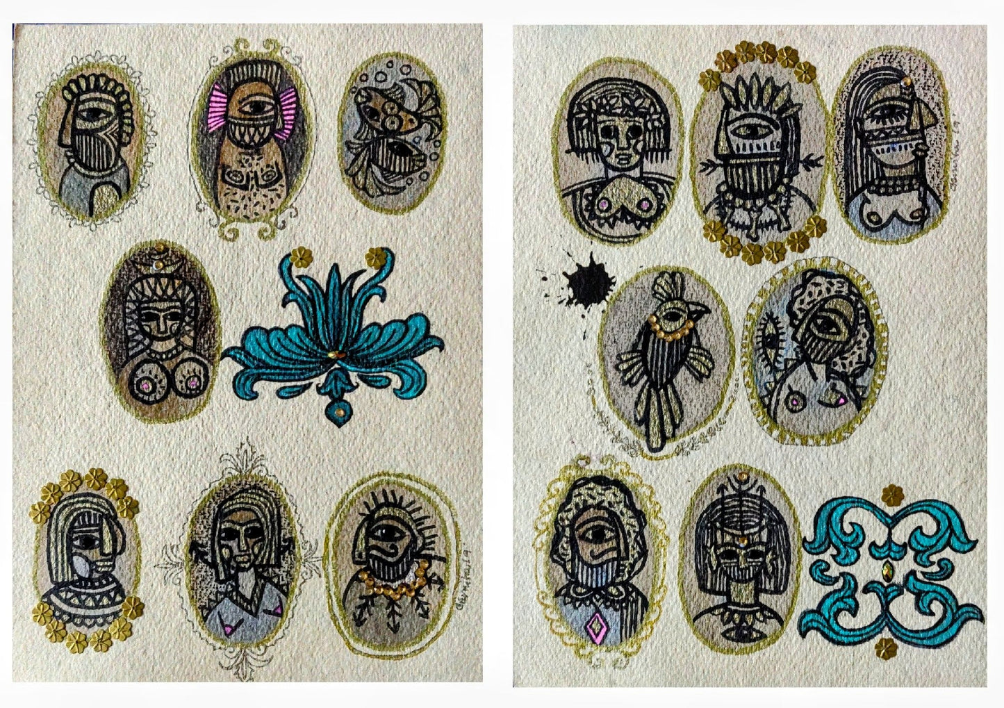 Portraits from the royal court (Diptych) (₹ 10,400.00)