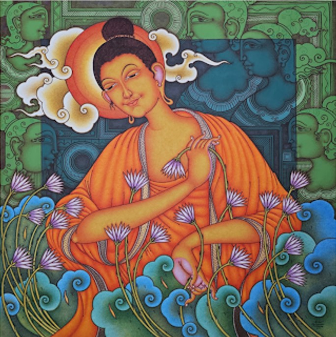 Buddha With Water Lily